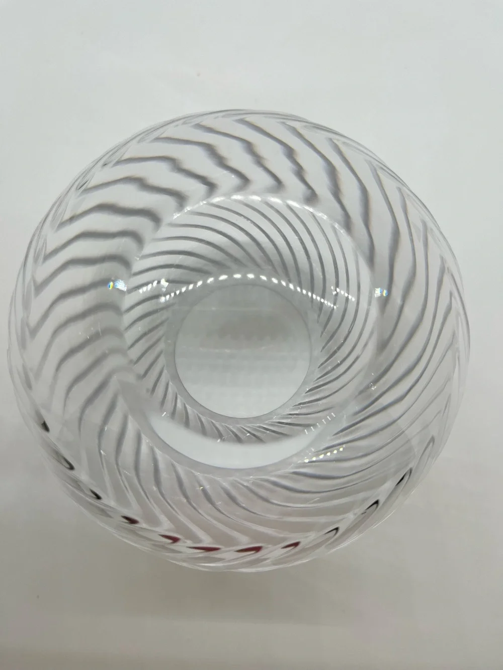 Vintage Astral Swirled Lead Crystal Glass Sphere Rose Bowl Vase
